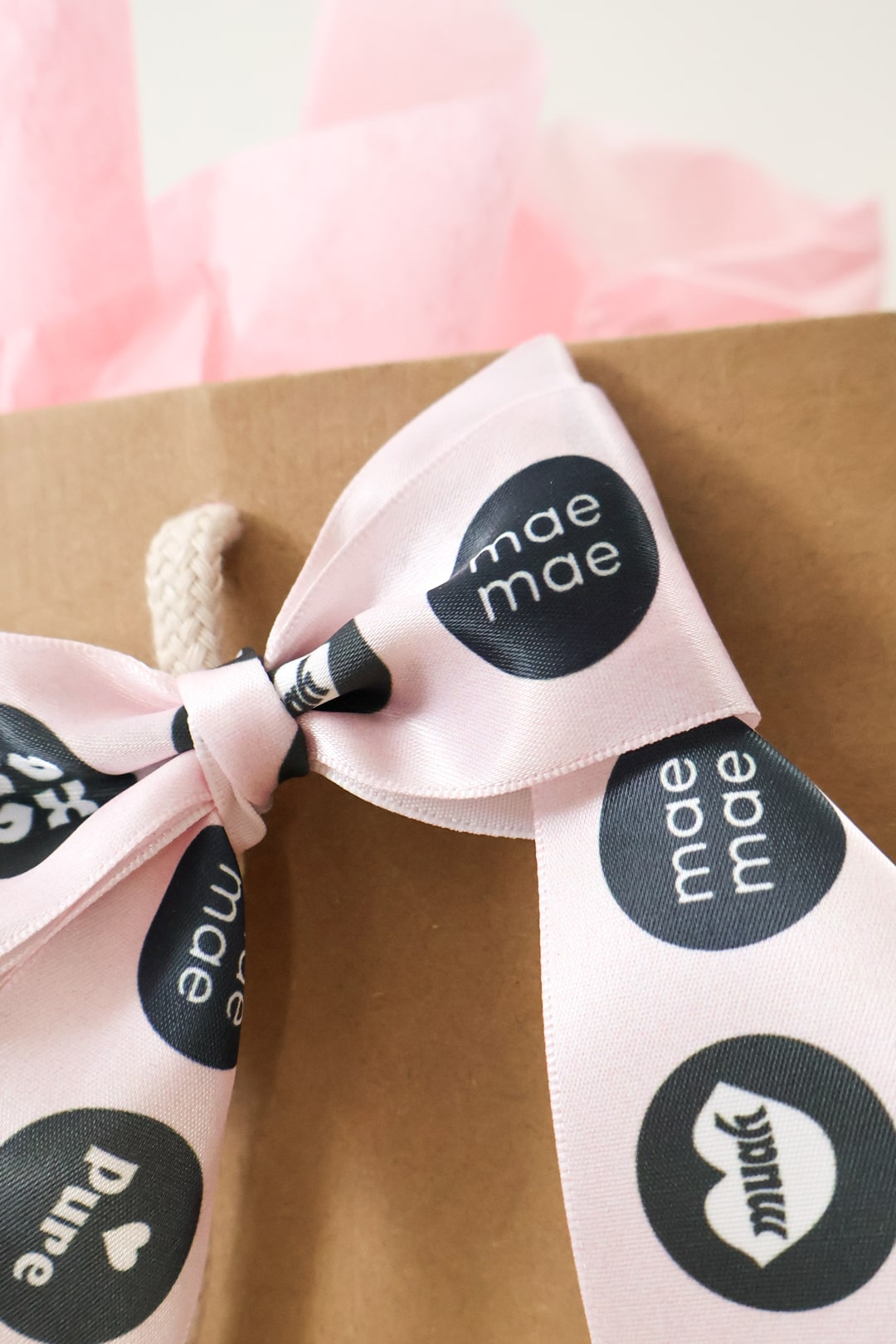 Gift Bag with Pink Tissue & Satin Ribbon