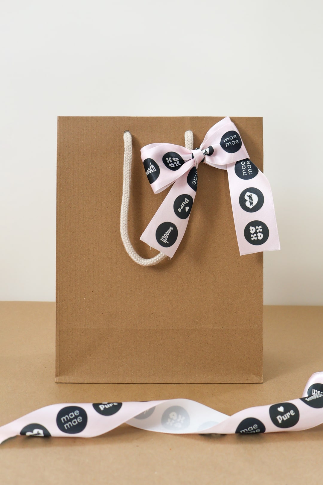 Gift Bag with Pink Tissue & Satin Ribbon